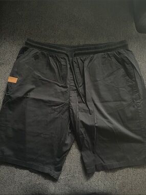 Men's Black Drawstring Hybrid Shorts with Contrast Tab